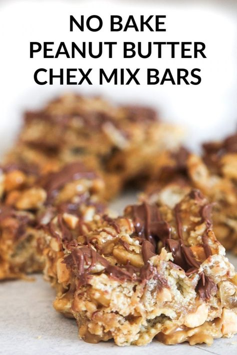 Peanut Butter Chocolate Chex Bars, Peanut Butter Rice Chex Treats, Chex Mix Bars Peanut Butter, No Bake Chex Cookies, Chocolate Peanut Butter Chex Mix Recipes, Chex Mix Bars Recipes, Chex Bars Recipes, Chex Recipes Sweet, Chex Mix Scotcheroos