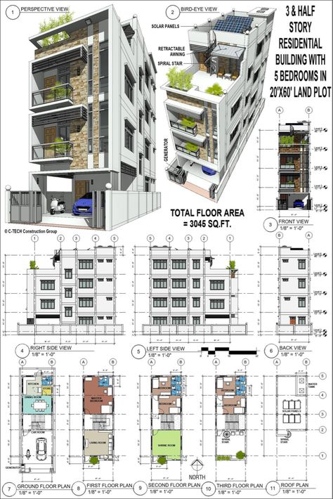 Building Design Plan, Small Apartment Building, Residential Building Design, House Floor Design, Small House Floor Plans, Building House Plans Designs, Building Plans House, Architectural Design House Plans, Architect Design House