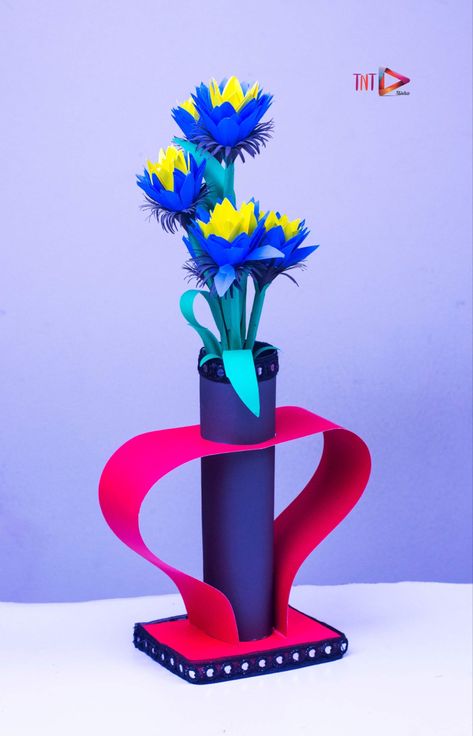 Easter Paper Craft DIY Vase | How To Make A Paper Flower Pot | New Stylish Vase Paper Flower Pot Craft, West Out Of Best Ideas Craft, Glitter Paper Crafts, Flower Vase Crafts, Stylish Vase, Paper Flower Vase, Easter Paper Crafts, Newspaper Paper, Fall Classroom Decorations