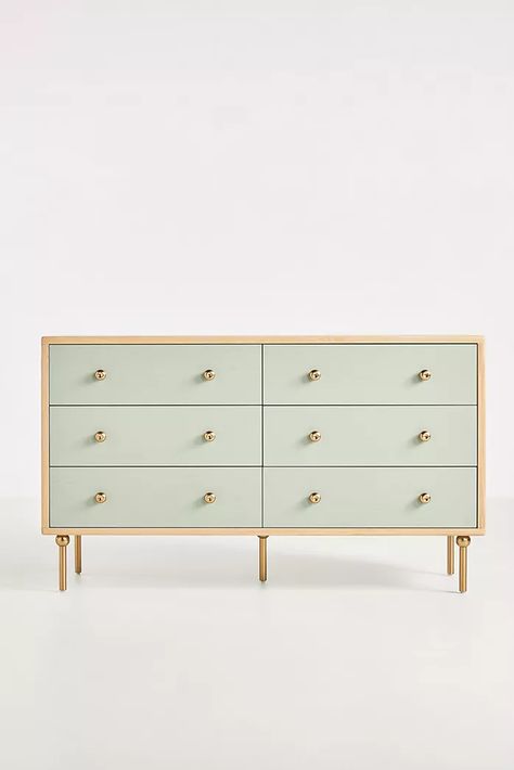 six drawer dresser Anthropologie Bedroom, Aesthetic Advice, Reclaimed Coffee Table, Books Flowers, Brushed Brass Hardware, Rattan Bed, Six Drawer Dresser, Glass Side Tables, Wood Bed