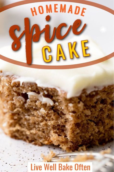 How to Make Homemade Spice Cake Homemade Spice Cake Recipe, Spice Cake Mix Recipes, Homemade Spice Cake, Live Well Bake Often, Spice Cake Recipe, Spice Cake Recipes, Fall Desserts Easy, Spice Cake Mix, Homemade Spices