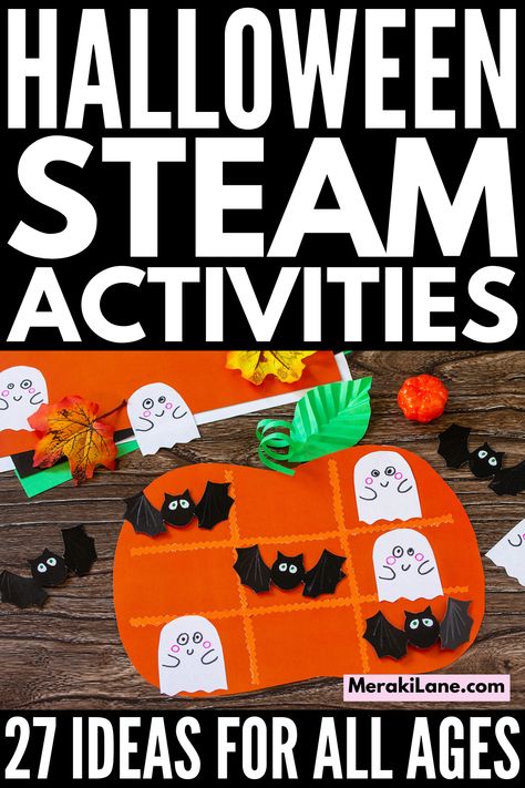 Halloween Makerspace Ideas, October Enrichment Activities For Kids, Halloween Technology Activities, Halloween Activities For Older Kids, Halloween Stem Preschool, Halloween Stem Activities Middle School, Halloween Stem Activities Elementary, Halloween Steam Activities, Halloween Stem Activities For Kids