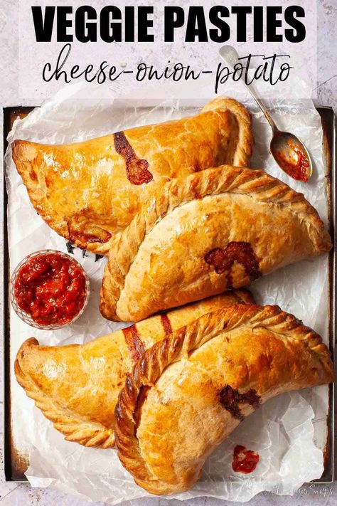 Curried Vegetable Pasties, Cornish Pasties Vegetarian, Recipes Using Shortcrust Pastry, Vegetarian Cornish Pasties, Short Crust Pastry Recipes Savoury, Mushroom Pasties, Cheese Pasties, Gbbs Recipes, Potato Pasties