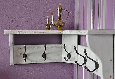 Wood Hat, Cast Iron Coat Hooks, Handmade Wood Furniture, Coat And Hat Rack, Coat And Shoe Rack, Shelf With Hooks, Corner Rack, Shabby Chic White, Coat Rack Shelf