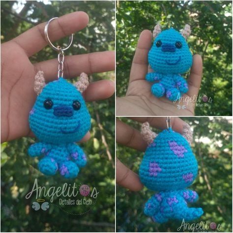 Crochet Sully Monsters Inc, Crochet Sully, Monsters Inc Crochet, Sully Monsters Inc, Disney Crochet, Crochet Jewellery, Crochet Car, Car Hangers, Fun Crochet Projects