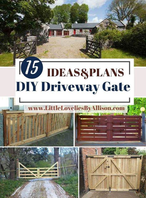 How To Make A Driveway Gate, Build A Gate Diy, Driveway Fencing Ideas, Farm Fence Gate Entrance, Yard Gates Ideas Backyards, Driveway Diy Ideas, Driveway Entrance Gate Ideas, Cheap Gate Ideas, Diy Gate Driveway