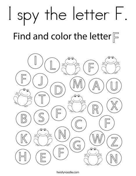 I spy the letter F Coloring Page - Twisty Noodle Letter Search Worksheets, Letter F Practice Preschool, Prek Letter F Worksheets, Letter F Toddler Activities, I Spy Letters Free Printable, Letter F Activity For Preschoolers, Letter F Coloring Page, Letter F For Preschoolers, Letter F Activities For Toddlers