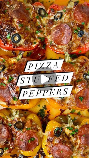 Dina Borshch on Instagram: "Pizza Stuffed peppers 
3-4 large bell peppers (red, yellow, orange)
1 lbs ground beef 
1 lbs mild Italian sausage
16 oz Raos marinara sauce (or marinara of choice)
2 cups freshly shredded mozzarella cheese
1/2 medium red onion, small dice
1/2 tsp garlic powder 
1/2 tsp onion powder 
1/2 tsp dry basil 
1/2 tsp salt
1/4 tsp black pepper 
Oil for cooking 
Toppings:
Pepperoni slices
Sliced olives
Freshly chopped parsley or basil

1. Preheat the oven to 375°F. Into a large pot, add enough water so it can cover bell peppers when you place them in there. Bring water to a boil.
2. Wash and cut bell peppers in half to make boats. Add to the boiling water and boil for seven minutes. Remove bell peppers and set aside.
3. Meanwhile, to a large skillet add 1-2 tsp oil and di Pizza Stuffed Peppers, Dry Basil, Black Pepper Oil, Mild Italian Sausage, Shredded Mozzarella, Marinara Sauce, Boiling Water, Bell Peppers, Italian Sausage