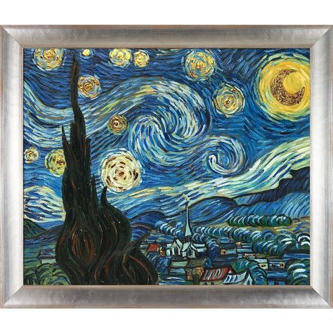 Hand painted oil reproduction of Starry Night, one of the most famous paintings by Vincent Van Gogh. This gorgeous 1889 masterpiece has been carefully recreated, detail-by-detail, to near perfection. Van Gogh Pictures, Night Luxury, Most Famous Paintings, Famous Paintings, Canvas Painting Landscape, Van Gogh Paintings, Starry Night Van Gogh, Post Impressionists, Handmade Oil