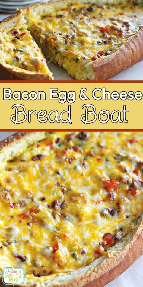 Bacon Egg and Cheese Bread Boat Eggs Dishes, Breakfast Tostadas, Bread Boats, Hot Rolls, Egg Boats, 33 Birthday, Best Homemade Bread Recipe, Southern Breakfast, Breakfast Inspiration