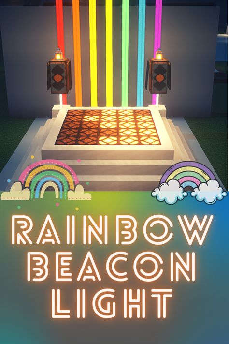 Dance Floor Minecraft, Minecraft Disco Floor, Minecraft Beacon Design Ideas, Minecraft Dance Floor, Minecraft Pride Builds, Rainbow Minecraft Builds, Minecraft Rainbow Builds, Redstone Minecraft Tutorials, Minecraft Beacon Ideas