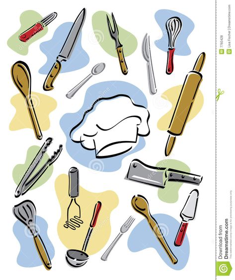 Chef s Tools. Illustration of kitchen utensils surrounding a chef s hat #Sponsored , #Advertisement, #Sponsored, #Tools, #kitchen, #chef, #Illustration Kitchen Tools Illustration, Kitchen Tools Drawing, Kitchen Utensils Illustration, Utensils Drawing, Chef Illustration, Tools Illustration, Kitchen Tools And Equipment, Hat Illustration, Illustration Kitchen