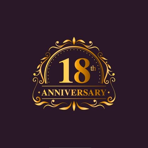 Luxury 18th anniversary logo Free Vector | Free Vector #Freepik #freevector #logo #birthday #invitation #happy-birthday 73rd Birthday, Birthday Background Design, 76th Birthday, 44th Birthday, 18th Anniversary, 38th Birthday, Happy Birthday Lettering, Anniversary Logo, Birthday Flyer