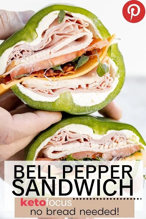 Pepper Turkey Sandwich, Keto Pepper Sandwich, Healthy Lunch Ideas Bell Peppers, Ideas For Healthy Dinner, Bell Pepper Sandwich Cream Cheese, Bell Peppers Sandwich, Bell Pepper Sandwiches, Low Carb Bell Pepper Sandwich, Dishes With Bell Peppers