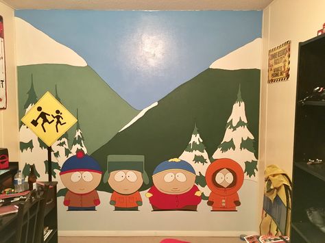 Adam Parker on Twitter: "@SouthPark @Trey_Parker_ @matt_stone couldnt wait 4 the new season of South Park to start. So til then have to settle for the new wall mural https://t.co/K1g7mC4pNN" Trippy South Park Painting, Southpark Painting, South Park Painting, Trey Parker, Matt Stone, Easy Canvas, Easy Canvas Art, Wall Paint Designs, Wall Paintings