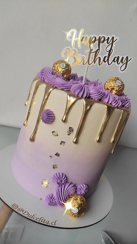 Cake Design Delights: Enroll Today Birthday Cake Wishes, Cakes Happy Birthday, 40th Birthday Cake For Women, Modern Birthday Cakes, Purple Cakes Birthday, 25th Birthday Cakes, Birthday Cake Decorating Ideas, Gold Birthday Cake, Purple Cakes