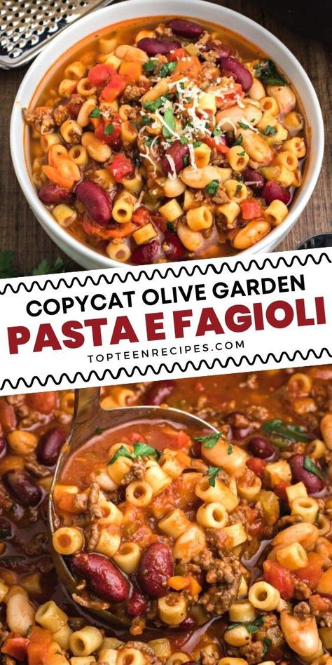 Copycat Olive Garden Pasta Fagioli, Copycat Olive Garden Pasta, Olive Garden Pasta Fagioli, Pasta Fagioli Soup Recipe, Pasta Soup Recipes, Olive Garden Pasta, Garden Pasta, Copycat Recipes Olive Garden, Pasta Fagioli Soup