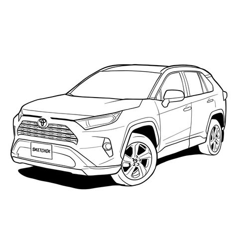 How to draw 2020 Toyota RAV4 Toyota Drawing, Toyota Supra Coloring Page, Coloring Pages Cars, Minecraft Clipart, Car Drawing Sketches, 2020 Toyota Rav4, Auto Toyota, Simple Car Drawing, 2022 Toyota Rav4