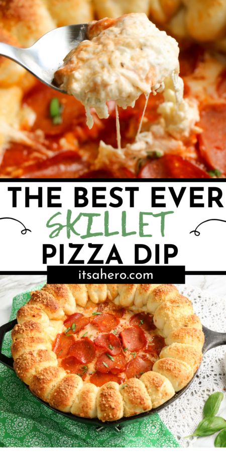 Pizza Dippers Recipe, Skillet Pizza Dip, Cheesy Pizza Dip, Hot Pizza Dip, Pizza Dips, Pizza Skillet, Skillet Dip, Gameday Recipes, Fried Spaghetti