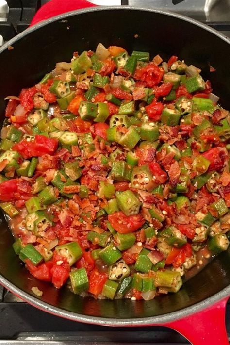 Okra And Tomato Recipe, Sauteed Okra, Okra And Tomatoes, Fried Okra, Tomato Soup Homemade, Okra Recipes, Creole Recipes, Side Dishes Recipes, Tomato Soup Recipes