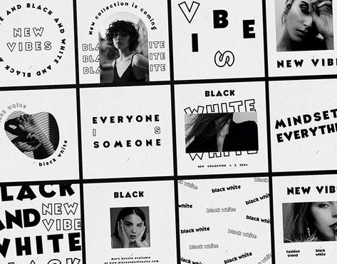 Black And White Social Media Template, Black White Social Media Design, Instagram Post Design Black And White, Black And White Social Media Design, Black And White Feed Instagram, Social Media Black And White, Black And White Instagram Feed, White Feed Instagram, Black And White Social Media