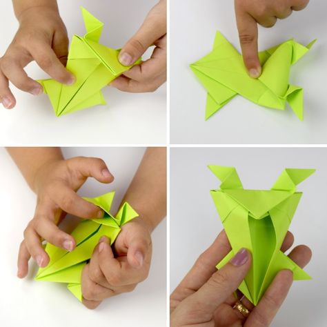 Fun Origami Stem Activity That Teaches Kinetic Energy Origami Stem, Paper Frogs, Origami Jumping Frog, After School Activity, Frog Craft, Fun Origami, Kids Stem Activities, Origami Frog, Jumping Frog