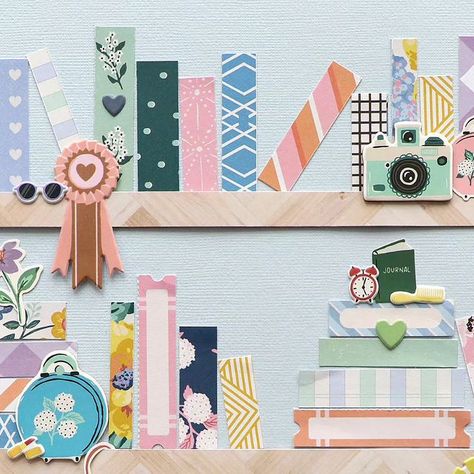 Paige Taylor Evans on Instagram: "📖📚📘 Any book lovers out there?! A paper pieced bookshelf is the perfect way to document your love for reading! #scrapbooking #scrapbook #paigetaylorevans #12x12layout #maggieholmes" Reading Scrapbook Layouts, Pregnancy Scrapbook, Paige Taylor, Letter To My Daughter, Maggie Holmes, Sketch Ideas, Photo Layouts, Scrapbook Sketches, Simple Stories