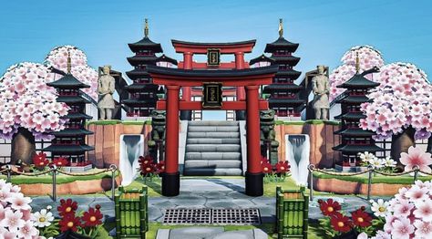 Acnh Japanese Museum Ideas, Acnh Torii, Acnh Japan Entrance, Acnh Entrance Inspiration Japanese, Acnh Museum Exterior Japanese, Acnh Japanese Clothes, Acnh Japanese Temple, Acnh Japanese Museum, Animal Crossing Japanese Entrance