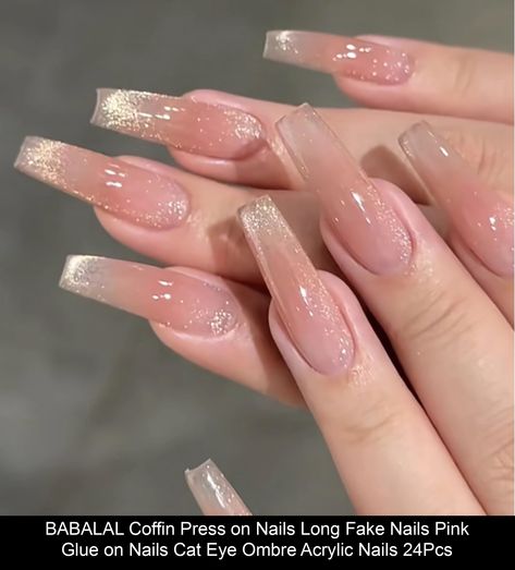 Nails Cat Eye, Healthy Abs, Long Fake Nails, Ombre Acrylic, Fake Nails Long, Press On Nails Long, Abstract Nail Art, Long Nail Designs, Ombre Acrylic Nails