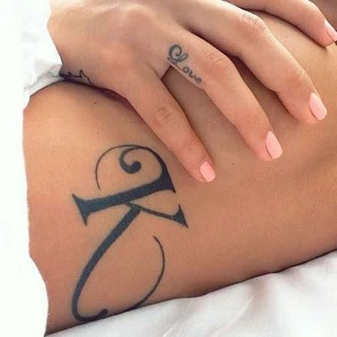 Flexible K Tattoo On The Thigh Letter K Tattoo, Pola Tato, The Letter K, K Tattoo, Ring Finger Tattoos, 100 Tattoo, Парные Тату, Initial Tattoo, Home Tattoo