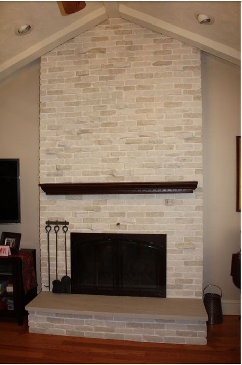 14 Brick Fireplace Ideas for a Lovely Refresh Hearth Makeover, Floor To Ceiling Brick Fireplace, Fireplace Makeovers, White Wash Brick Fireplace, Grey Fireplace, Red Brick Fireplaces, Fireplace Redo, Tv Walls, Painted Brick Fireplaces