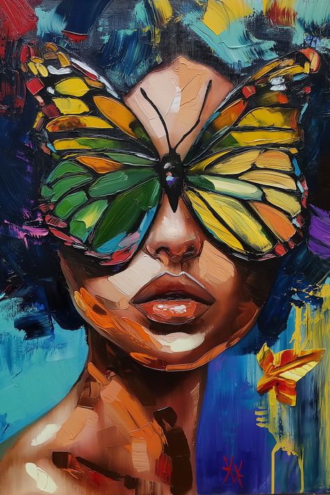 Artistic showcase guided by ThetaCursed, License: CC BY-NC 4.0 Canvas Painting Ideas Portrait, Painting Faces Acrylic Abstract, Women Painting Acrylic, Portrait With Butterflies, Portrait Painting Acrylic, Abstract Face Painting, Portrait Mixed Media, Face Oil Painting, Mixed Media Portrait