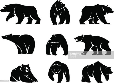 Bear Logo Design, Bear Vector, Bear Silhouette, Bear Tattoo, Bear Illustration, Bear Logo, Bear Paws, Tattoos Gallery, Bear Art