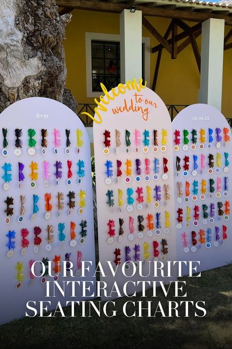 When genius meets fun! Check out these interactive seating charts that not only organize seating arrangements but also add a playful twist to your wedding day. From sweet treats to personalized touches, these ideas are sure to make your guests smile. Click here for more! Wedding Guest Chart Reception Seating, Seating Chart Games, Personable Wedding Ideas, Seat Assignment Wedding, Puzzle Seating Chart Wedding, Personalized Seating Chart, Eclectic Seating Chart, Playful Wedding Ideas, Sunglasses Wedding Seating Chart