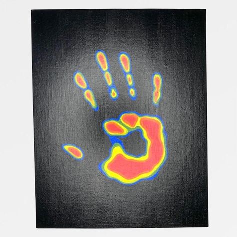 Paintings With Handprints, Hand Heat Painting, Thermal Handprint Painting, Thermal Hand Print Painting, 444 Painting Ideas, Thermal Handprint, Thermal Hand Painting, Thermal Painting Ideas, Thermal Hand Print