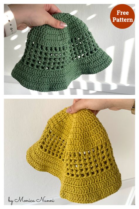 Mesh Bucket Hat Free Crochet Pattern Bucket Hat Crochet Pattern Free, Bucket Hat Pattern Free, Crochet Bucket Hat Pattern, Hat Free Crochet Pattern, Red Bucket Hat, Crochet Hat Patterns, Bucket Hat Crochet, Bucket Hat Pattern, Kids Bucket Hat