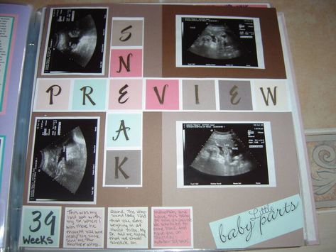 Baby/ultrasound Maternity Scrapbook Ideas, Newborn Scrapbook Ideas, Ultrasound Scrapbook, Newborn Scrapbook, Scrapbook Baby Book Ideas, Baby Shower Scrapbook, Baby Boy Scrapbook Layouts, Pregnancy Scrapbook, Year Scrapbook