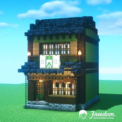 Japanese green tea shop tutorial Japanese Tea Table, Minecraft Japanese House, Minecraft Modern City, Minecraft Shops, Case Minecraft, Rumah Minecraft Sederhana, Minecraft Structures, Minecraft Modern, Minecraft Cottage