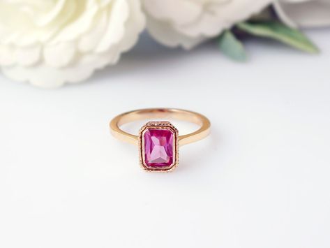 Excited to share the latest addition to my #etsy shop: Pink Sapphire Ring / 14k Solid Gold Pink Sapphire and Diamond Ring / Sapphire Jewelry / Labor Day Sale Ruby And Pink Sapphire Ring, Gold And Pink Engagement Ring, Promise Ring Sapphire, Ruby Anniversary, Pink Engagement Ring, Ring Model, Saphir Ring, Sapphire Birthstone, Ring Sapphire