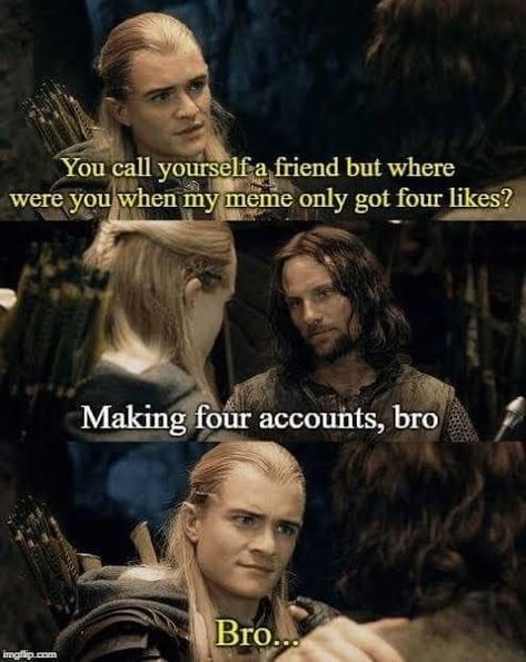 Legolas And Aragorn, Lotr Funny, Into The West, Movie Memes, Thranduil, Legolas, Memes Humor, Me Too Meme, True Friendship