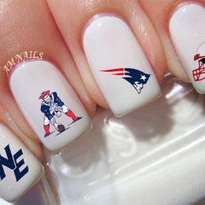 New England Patriots Nail Decals Bills Nails, Buffalo Bills Nails, Patriotic Nails Design, Bow Nail Art, Nail Art Brushes, Christmas Nail Art, Types Of Nails, Cool Nail Designs, Buffalo Bills