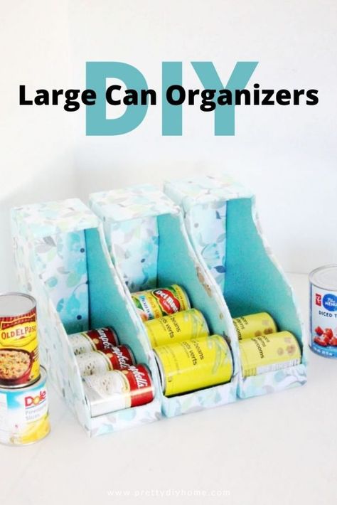 Diy Can Organizer, Canned Good Storage, Cardboard Box Storage, Pantry Can Organization, Astuces Camping-car, Diy Pantry Organization, Canned Food Storage, Diy Organizer, Can Organizers