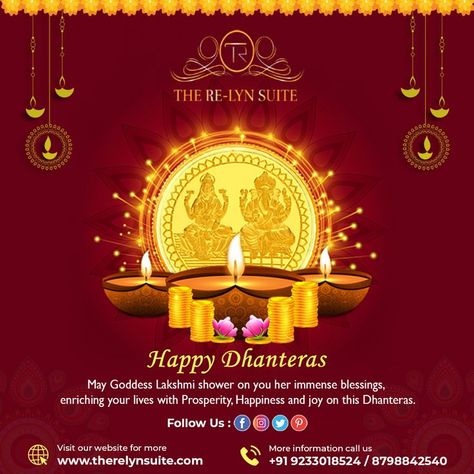 May this coming Dhanteras Maa Lakshmi shower you prosperity and wealth as your journey towards greater success in life. The ReLyn Suite, Wishing you a very Happy Dhanteras!. #happydhanteras💰🙏 #Dhanteras #laxmipujan #dhanteras2022💰 #happydiwali #dhanteraspuja Dhanteras Wishes, Happy Dhanteras Wishes, Maa Lakshmi, Diwali Design, Happy Dhanteras, Shillong, Success In Life, Happy Navratri, Goddess Lakshmi