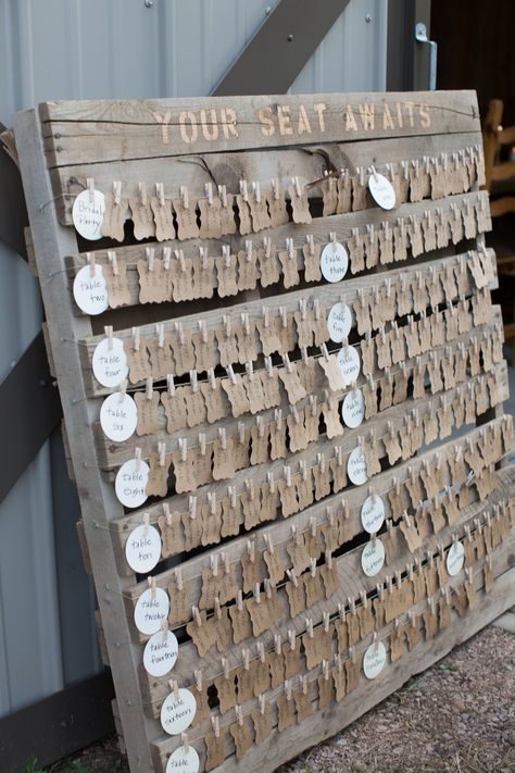 rustic wood pallet escort card sign