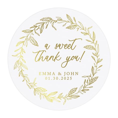 PRICES MAY VARY. CUSTOMIZED ELEGANCE WITH OUR PERSONALIZED STICKERS FOR WEDDING: Elevate your special day with our personalized wedding stickers. Ideal for adding a unique touch to wedding favors for guests, our 2" round personalized stickers, 40-pack, are perfect for expressing gratitude stylishly. Use these custom wedding stickers as wedding labels for favors or wedding stickers for envelopes, making each guest feel cherished. VERSATILE THANK YOU STICKERS FOR WEDDING: Say "thank you" with flai