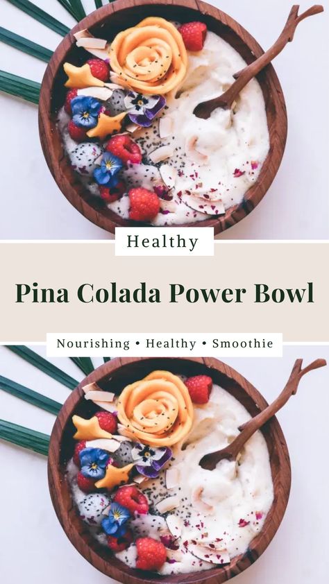 Pina Colada Smoothie Vegan Pina Colada, Power Smoothie, Power Bowls, Chia Seeds, Fruit And Veg, Pina Colada, Vegan Paleo, Coconut Cream, Smoothie Bowl