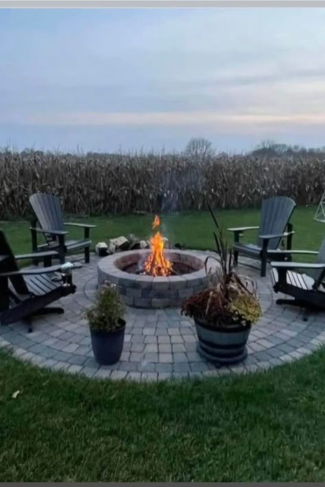 outdoor fire pit area Semicircle Fire Pit Area, Fire Pit Designs For Backyard, Aesthetic Fire Pit, Fire Pit Ideas Backyard Pavers, Natural Gas Fire Pit Ideas Backyard, Firepit Patio Ideas, Round Firepits Backyard Ideas, Outdoor Fire Pit Ideas Seating Areas, Backyard Fire Pit Ideas Diy