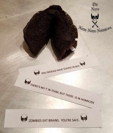 Cookies Quotes, Misfortune Cookies, Fortune Cookies Recipe, Fortune Cookie Quotes, Black Food Coloring, Fortune Cookies, Halloween Recipe, Black Food, Black Sesame