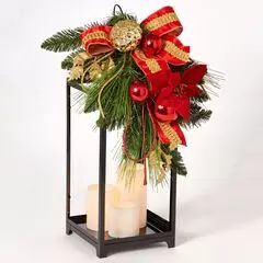 Shop Christmas Home Decorations | Brylane Home | Brylane Home Festive Centerpieces, Gold Lanterns, Ribbon Garland, Christmas Lanterns, Ribbon Wreath, Candle Sizes, Rod Pocket Curtain Panels, Batteries Not Included, Gold Ribbon