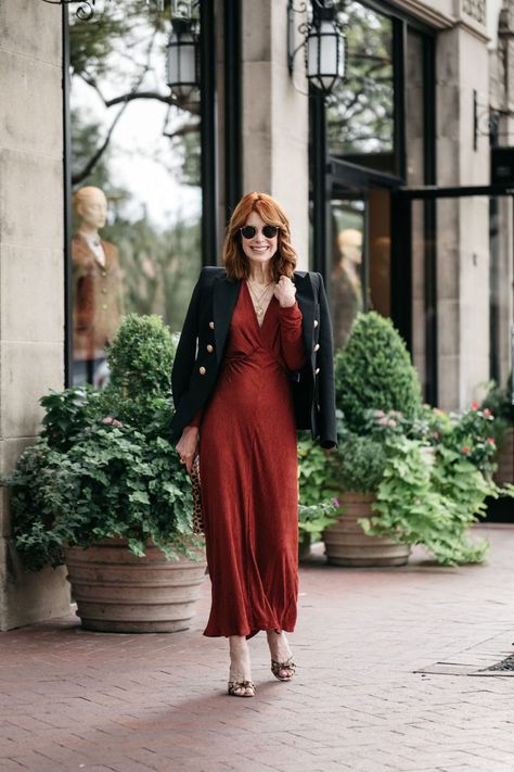 Rusty Dress, Maxi Dress For Fall, Rust Maxi Dress, New Phase Of Life, Personal Style Types, Blogger Outfit Inspiration, Slip Dress Outfit, Style Rut, Dress For Fall